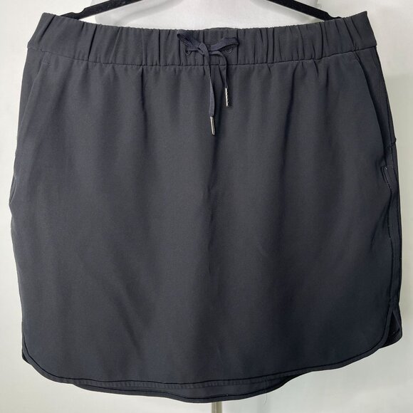 Lululemon Women's Black On the Fly Drawstring Mini Skirt Size 12 - Picture 1 of 9